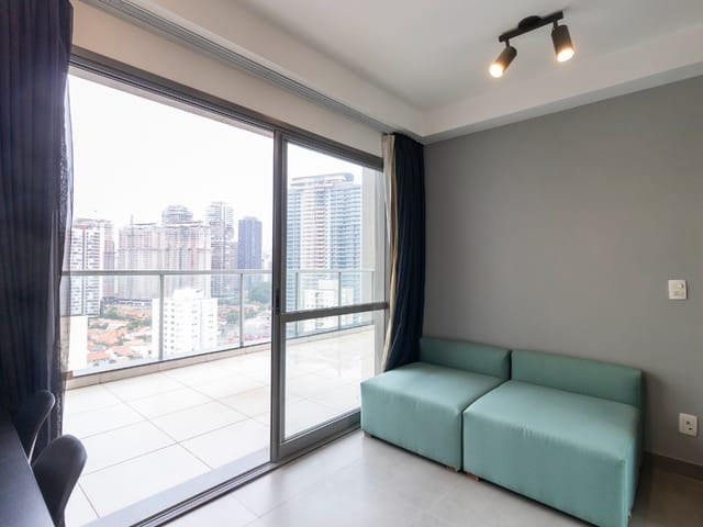 Foto do Apartamento - Studio com Terraço e 1 Vaga no Coração do Brooklin - 49m² Moderno e Mobiliado com Lazer Completo | Paulista Imóveis