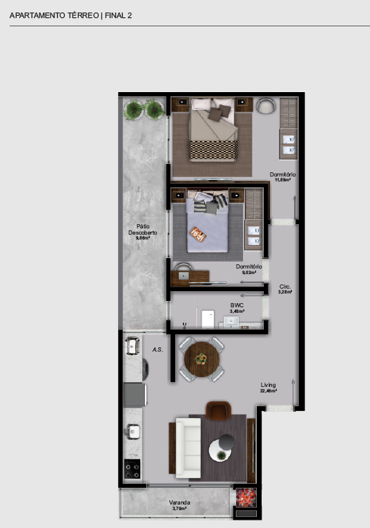 Apartamento com 68m² 2 quartos e 1 banheiro, à venda, no bairro Centro em Camboriú