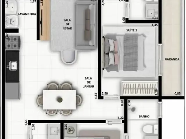 Apartamento 2 quartos e 3 banheiros, à venda, no bairro Praia Grande em Ubatuba