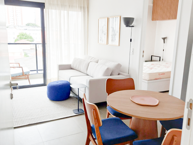 Foto do Apartamento - Apartamento moderno mobiliado para locação, 40m área útil, 1 suite, 1 vaga - Cond 730 Padre Carvalho Pinheiros, São Paulo, SP | Paulista Imóveis