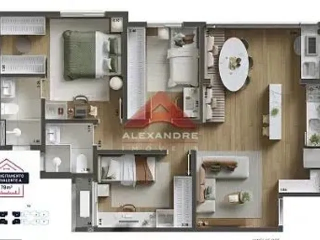Apartamento com 10m² 3 quartos e 2 banheiros, à venda, no bairro Parque Industrial em São José Dos Campos
