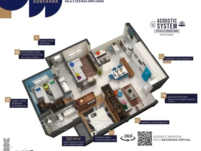 Apartamento com 77m² 2 quartos e 2 banheiros, à venda, no bairro Vila Industrial em São José dos Campos