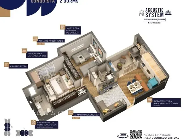 Apartamento com 56m² 2 quartos e 2 banheiros, à venda, no bairro Vila Industrial em São José dos Campos