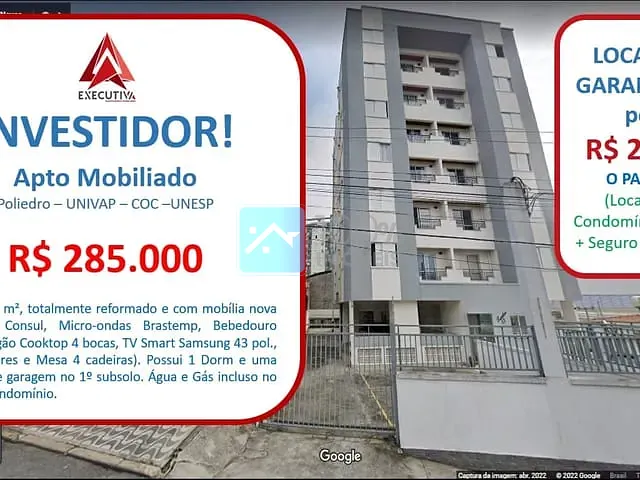 Apartamento com 52m² 1 quarto e 1 banheiro, à venda, no bairro Jardim Aparecida em São José dos Campos