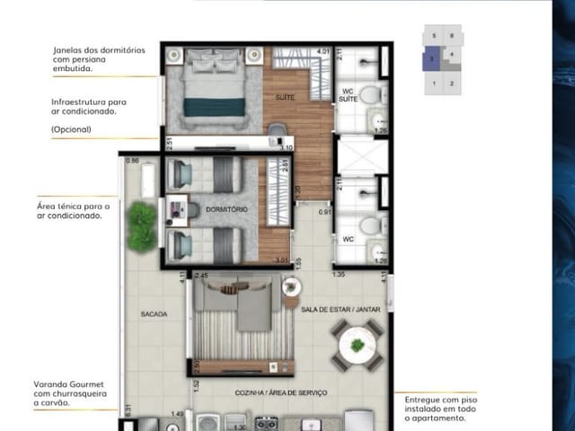 Foto do Apartamento - Apartamento à venda 2 Quartos, 1 Suite, 1 Vaga, 59.59M², Itaguá, Ubatuba - SP | Ed. Ambrosetti | RUSSI IMÓVEIS
