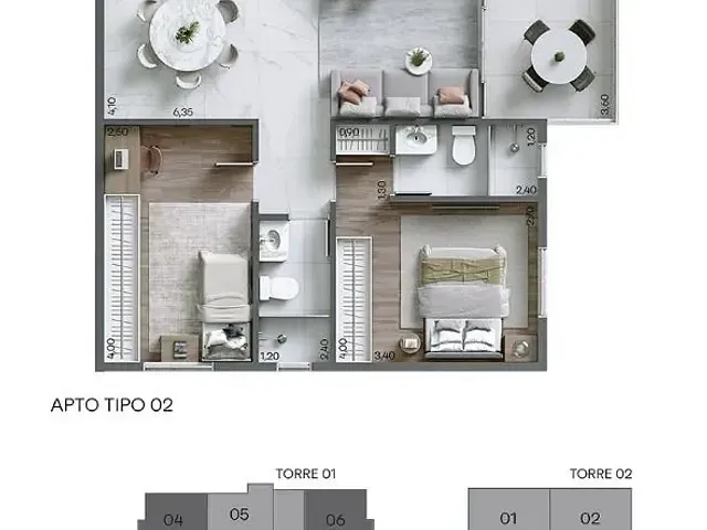 Apartamento 2 quartos e 1 banheiro, à venda, no bairro Praia das Palmeiras em Caraguatatuba