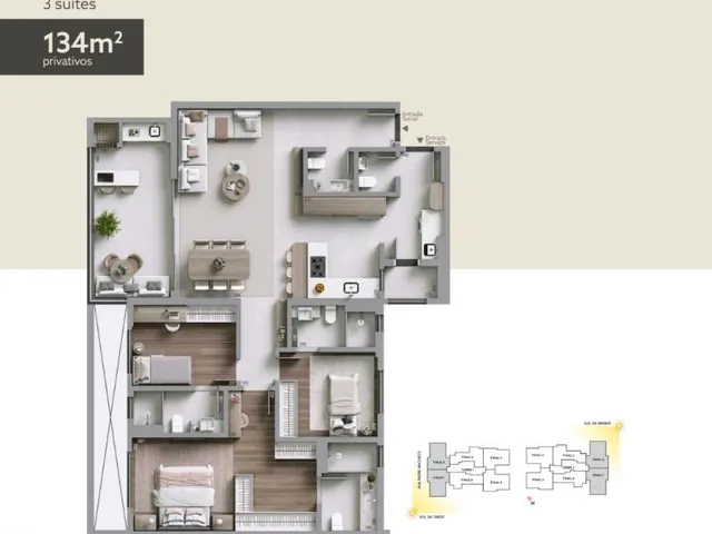 Apartamento 3 quartos e 4 banheiros, à venda, no bairro Mercês em Curitiba