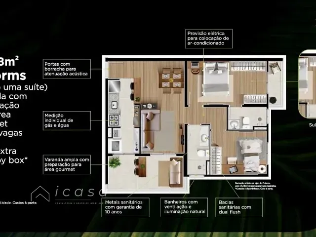 Apartamento com 64m² 2 quartos e 2 banheiros, à venda, no bairro Parque Industrial em São José dos Campos