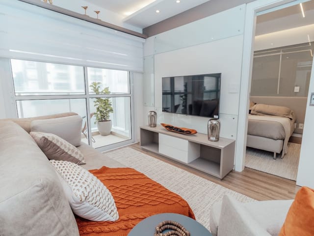 Decorado do Apartamento - Apartamento à venda, Gleba Palhano, Londrina, PR - Edifício JH Palhano - 1 Suíte - Sacada - Sala com 2 ambientes -  1 Vaga de Garagem | Guepardo Imob