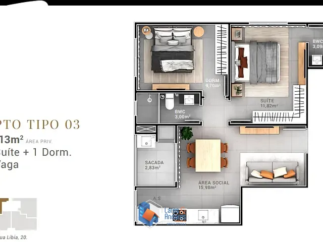 Apartamento com 57m² 2 quartos e 2 banheiros, à venda, no bairro Nações em Balneário Camboriú