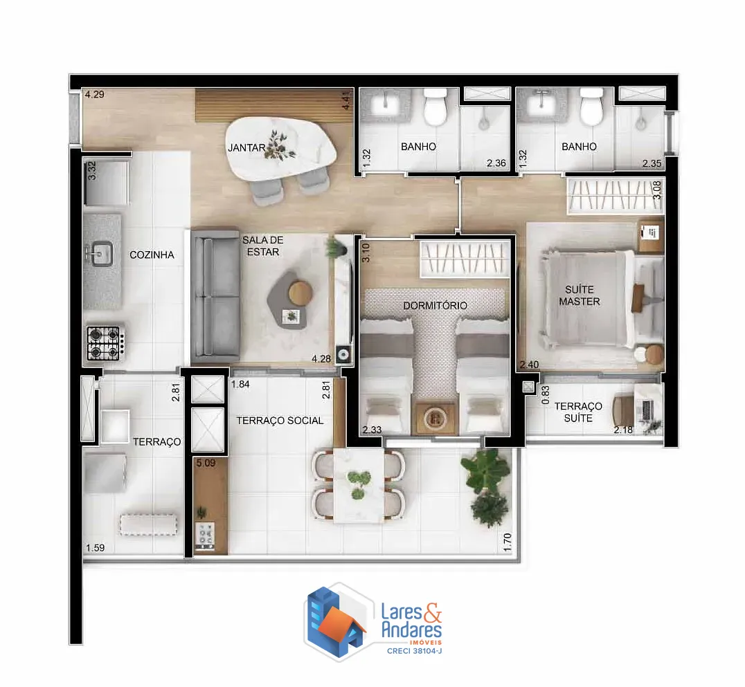 Apartamento, 2 quartos, 68 m² - Foto 3