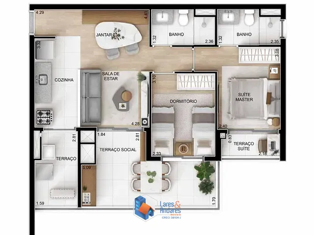 Apartamento com 68m² 2 quartos e 2 banheiros, à venda, no bairro Vila Dom Pedro I em São Paulo