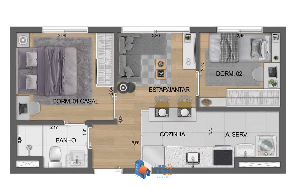 Apartamento, 2 quartos, 38 m² - Foto 14