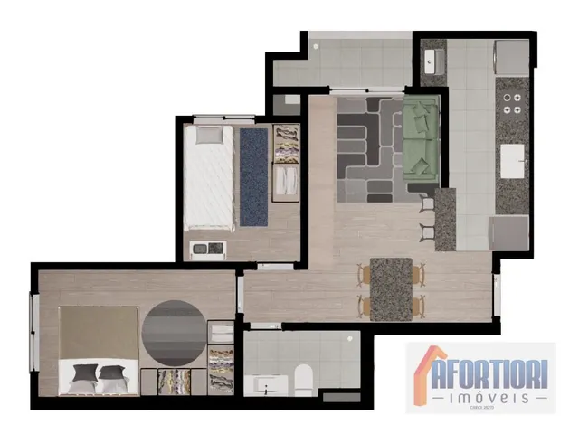Apartamento 2 quartos e 1 banheiro, à venda, no bairro Afonso Pena em São José Dos Pinhais
