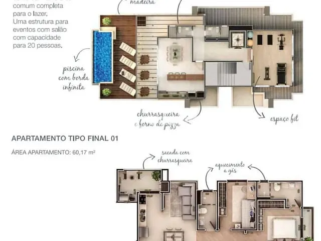 Apartamento com 121m² 2 quartos e 2 banheiros, à venda, no bairro Oficinas em Ponta Grossa