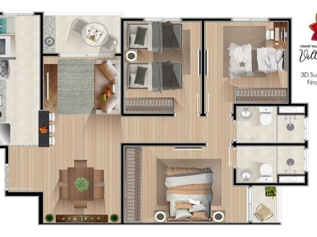 Foto do Apartamento - Apartamento à venda 3 Quartos, 1 Suite, 1 Vaga, 72M², Villa Branca, Jacareí - SP | Grand Valle Villa Branca | RUSSI IMÓVEIS