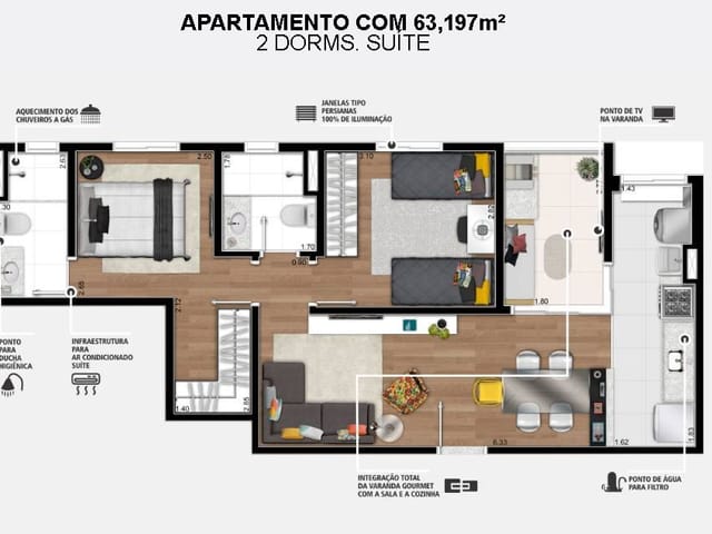 Foto do Apartamento - Apartamento com 2 dormitórios, 63 m² - venda por R$ 847.930,33 ou aluguel por R$ 4.400,00/mês - Jardim Satélite - São José dos Campos/SP | RUSSI IMÓVEIS