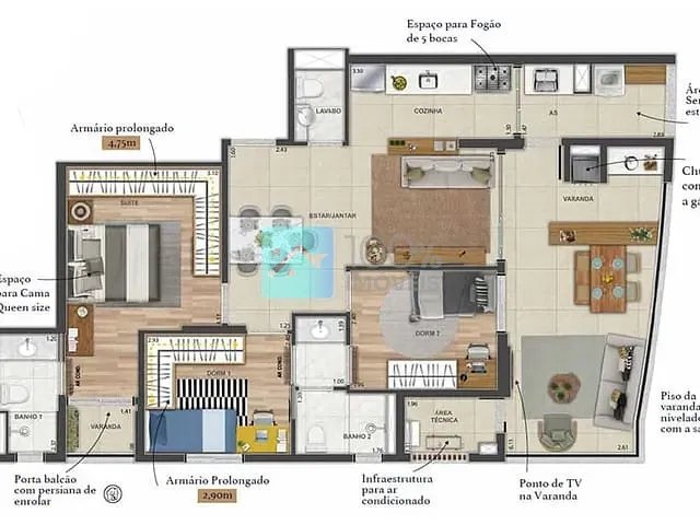 Apartamento com 46m² 1 quarto e 1 banheiro, à venda, no bairro Jardim Apolo em São José dos Campos