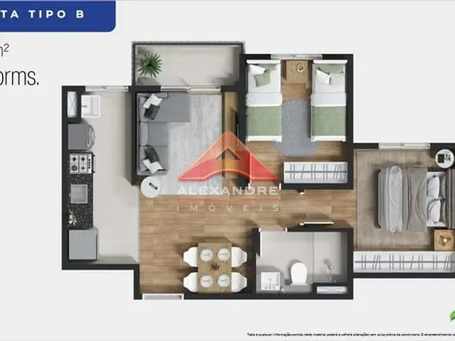 Apartamento 2 quartos e 1 banheiro, à venda, no bairro Conjunto Residencial Galo Branco em São José dos Campos