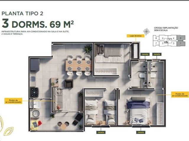 Foto do Apartamento - Apartamento com 3 dormitórios à venda, 69 m² por R$ 452.310,83 - Parque Residencial Flamboyant - São José dos Campos/SP | INDEPENDENCE NEGOCIOS IMOBILIARIOS LTDA