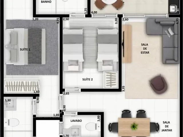 Apartamento 2 quartos e 3 banheiros, à venda, no bairro Praia Grande em Ubatuba