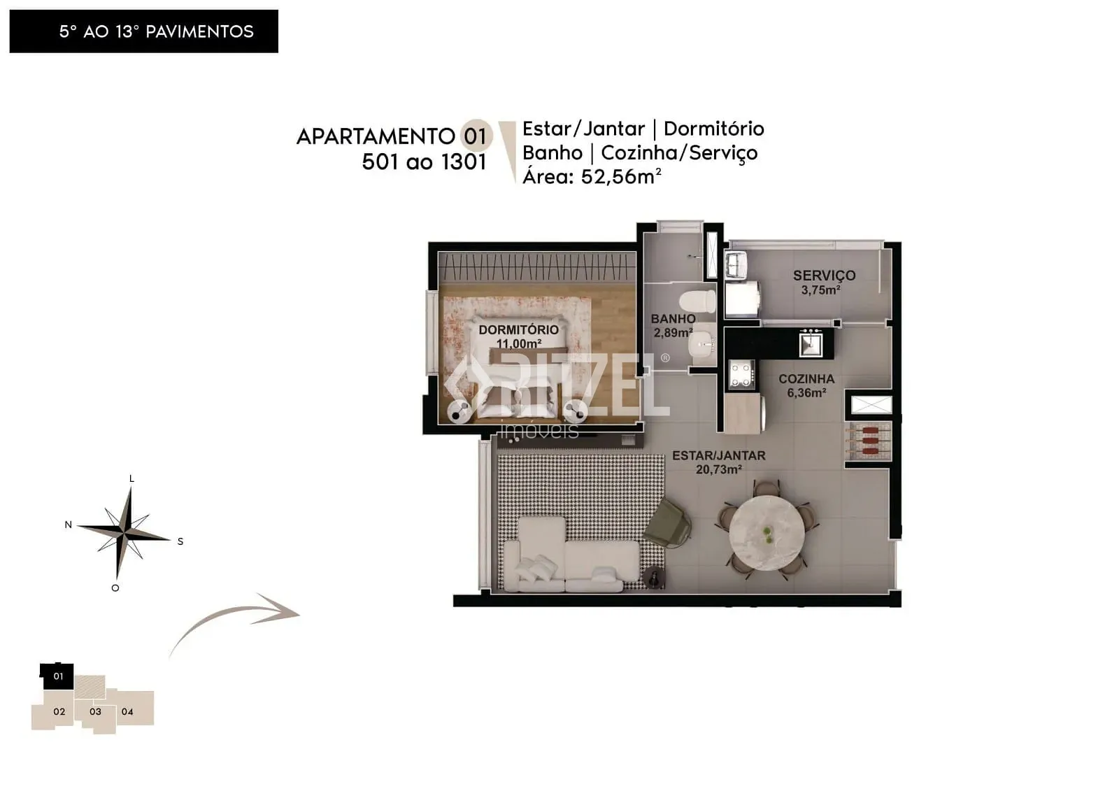 Apartamento, 1 quarto, 52 m² - Foto 7