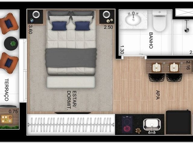 Foto do Apartamento - Apartamento à venda 1 Quarto, 1 Vaga, 24M², Belenzinho, São Paulo - SP | Lares e Andares Imóveis