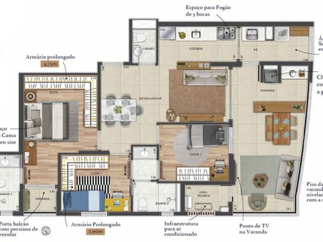 Foto do Apartamento - Apartamento à venda 3 Quartos, 3 Suites, 2 Vagas, 92M², Jardim Apolo, São José dos Campos - SP | Marinella Exclusive Residence | RUSSI IMÓVEIS