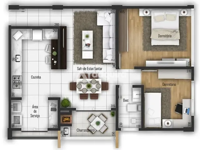 Apartamento com 142m² 2 quartos e 1 banheiro, à venda, no bairro Uvaranas em Ponta Grossa
