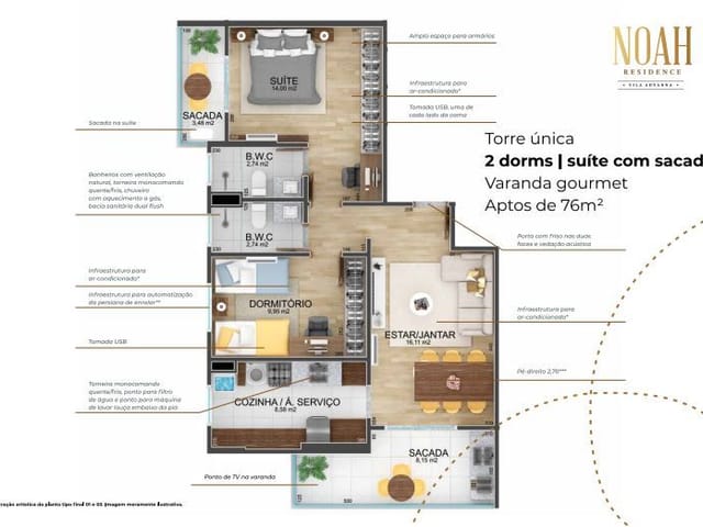 Foto do Apartamento - Apartamento com 2 dormitórios à venda, 76 m² por R$ 730.000,00 - Vila Adyana - São José dos Campos/SP | RUSSI IMÓVEIS