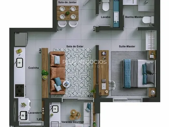 Apartamento com 55m² 2 quartos e 1 banheiro, à venda, no bairro Parque Erasmo Assunção em Santo André