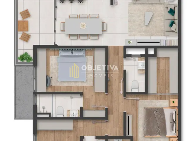 Apartamento com 112m² 2 quartos e 3 banheiros, à venda, no bairro Vila Rosa em Novo Hamburgo