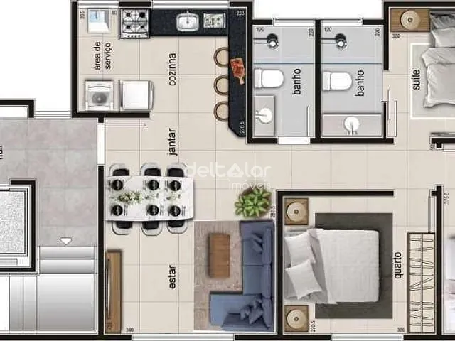 Apartamento com 64m² 3 quartos e 2 banheiros, à venda, no bairro São Gabriel em Belo Horizonte