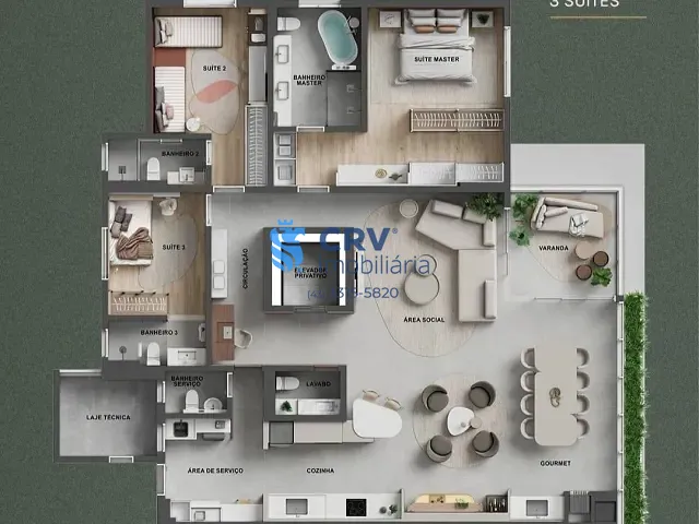 Apartamento com 301m² 3 quartos e 4 banheiros, à venda, no bairro Nova Prochet em Londrina