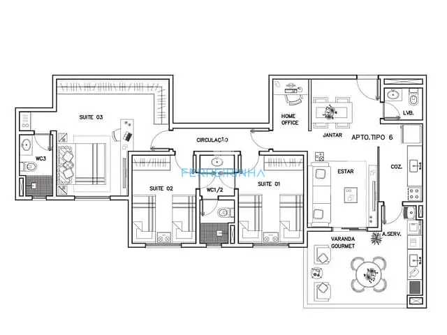 Apartamento 3 quartos e 3 banheiros, à venda, no bairro Condomínio Residencial Colinas do Paratehy em São José dos Campos