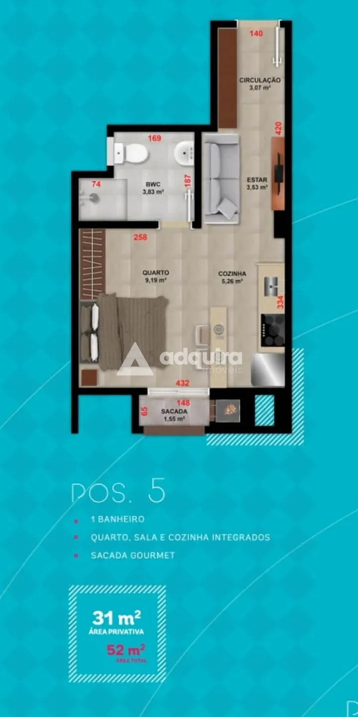 Apartamento, 1 quarto, 31 m² - Foto 2
