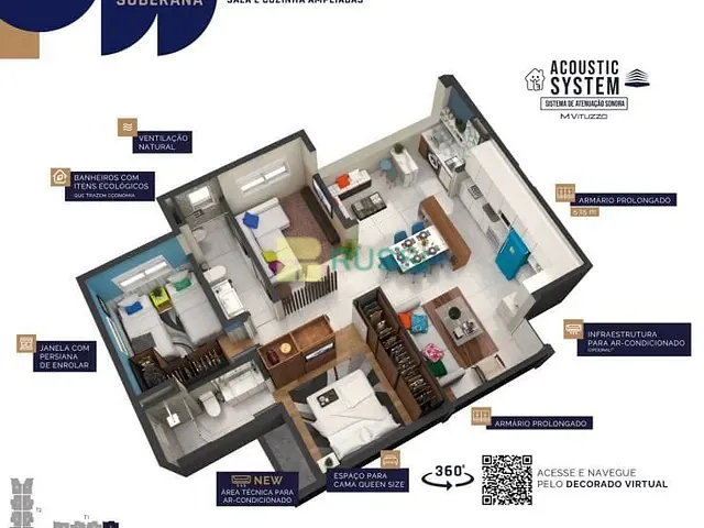 Apartamento com 76m² 3 quartos e 2 banheiros, à venda, no bairro Vila Industrial em São José dos Campos