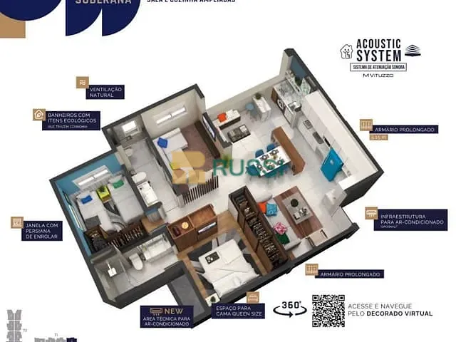 Apartamento com 76m² 3 quartos e 2 banheiros, à venda, no bairro Vila Industrial em São José dos Campos