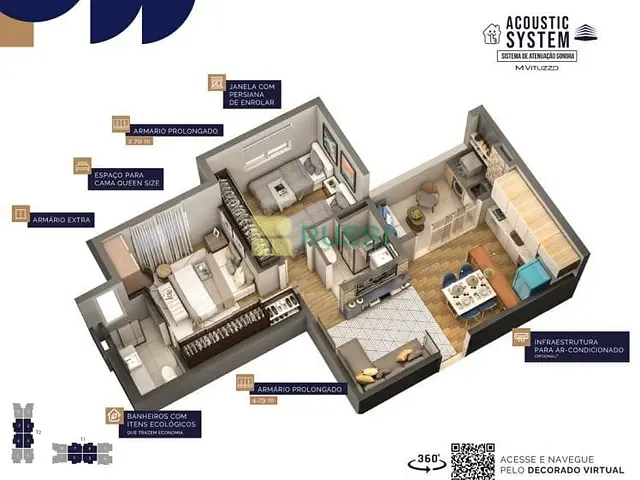 Apartamento com 56m² 2 quartos e 2 banheiros, à venda, no bairro Vila Industrial em São José dos Campos