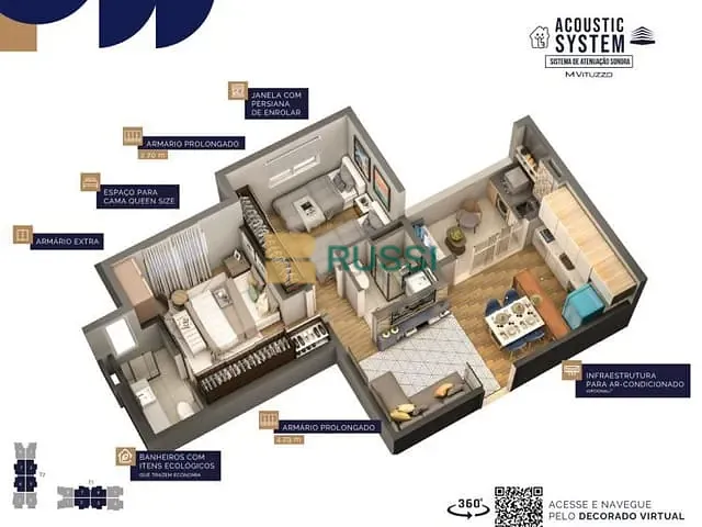 Apartamento com 56m² 2 quartos e 2 banheiros, à venda, no bairro Vila Industrial em São José dos Campos