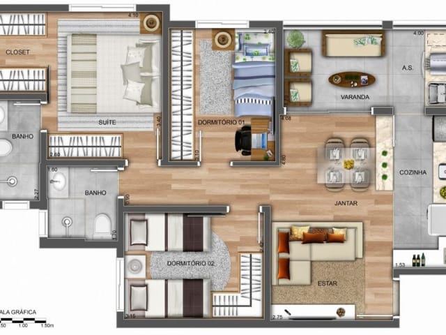 Foto do Apartamento - Apartamento com 3 dormitórios à venda, 75 m² por R$ 630.225,63 - Parque Industrial - São José dos Campos/SP | RUSSI IMÓVEIS
