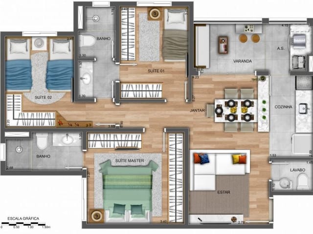 Foto do Apartamento - Apartamento com 3 dormitórios à venda, 75 m² por R$ 630.225,63 - Parque Industrial - São José dos Campos/SP | RUSSI IMÓVEIS