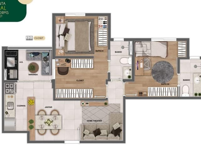 Foto do Apartamento - Apartamento com 2 dormitórios à venda, 65 m² por R$ 516.302,70 - Parque Industrial - São José dos Campos/SP | RUSSI IMÓVEIS
