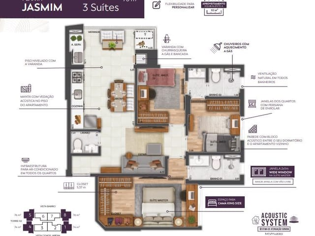 Foto do Apartamento - Apartamento com 3 dormitórios à venda, 76 m² por R$ 587.000,00 - Jardim Satélite - São José dos Campos/SP | RUSSI IMÓVEIS