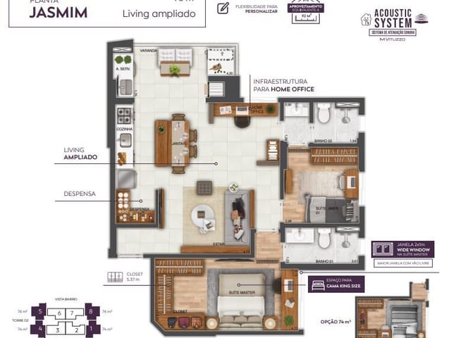 Foto do Apartamento - Apartamento com 3 dormitórios à venda, 76 m² por R$ 587.000,00 - Jardim Satélite - São José dos Campos/SP | RUSSI IMÓVEIS