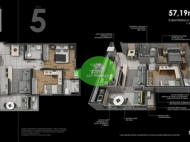 Apartamento 2 quartos e 3 banheiros, à venda, no bairro Jardim Paulistano em Sorocaba