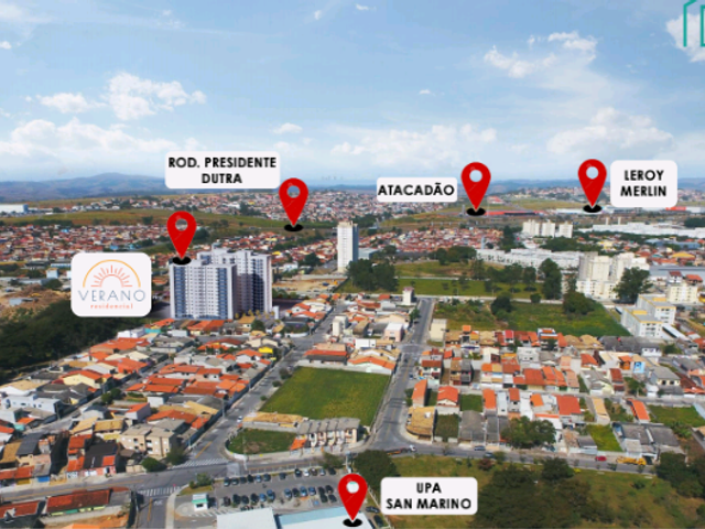 Apartamento 2 quartos e 1 banheiro, à venda, no bairro Jardim Gurilândia em Taubaté