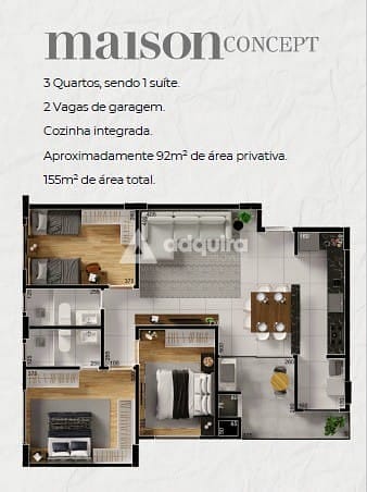 Apartamento, 3 quartos, 92 m² - Foto 2