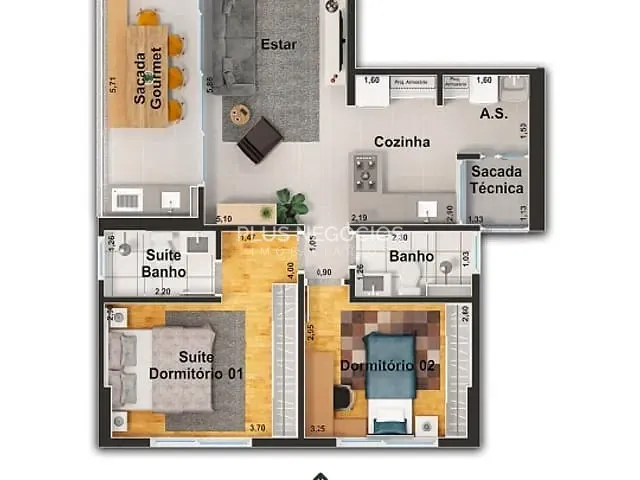 Apartamento com 78m² 2 quartos e 2 banheiros, à venda, no bairro Jardim Maria José em Votorantim