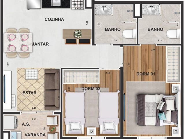 Foto do Apartamento - Apartamento à venda no Residencial Olimpo com 2 quartos, 1 suíte, 1 ou 2 vagas de garagem - Vila Flórida, Guarulhos, SP | Willians Meda Imobiliária